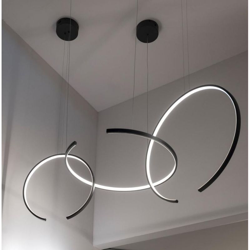 OLYMPIC SOSPENSIONE MODERNA ALLUMINIO BIANCO O NERO LED 100W LUCE 3000K/4000K Vivida International - Cristalensi Shop Online