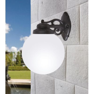 BISSO GLOBO 25 APPLIQUE IN RESINA NERA CON GLOBO IN TRE COLORI IP55 ECONOMICO DARK LIGHT - Cristalensi Shop Online