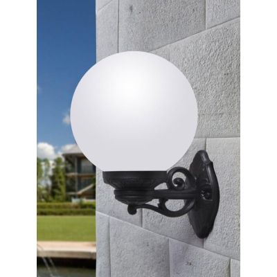 BISSO GLOBO 25 APPLIQUE IN RESINA NERA CON GLOBO IN TRE COLORI IP55 ECONOMICO DARK LIGHT - Cristalensi Shop Online