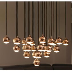 SHALLOW SOSPENSIONE 25 LUCI LED 62W LUCE 3000K BIANCA,NERA O ORO ROSA MODERNA E ELEGANTE Vivida International - Cristalensi Shop 2