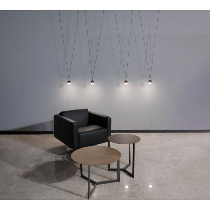 SHALLOW SOSPENSIONE 4 LUCI DECENTRATA CON LED 16W LUCE 3000K BIANCO,NERO O ORO ROSA MODERNA Vivida International - Cristalensi S