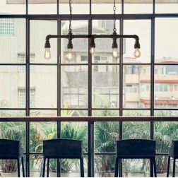 PLUMBER SOSPENSIONE VINTAGE 5 LUCI CON TUBI E RACCORDI IN METALLO NERO Ideal Lux - Cristalensi Shop Online 2