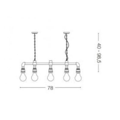 PLUMBER SOSPENSIONE VINTAGE 5 LUCI CON TUBI E RACCORDI IN METALLO NERO Ideal Lux - Cristalensi Shop Online