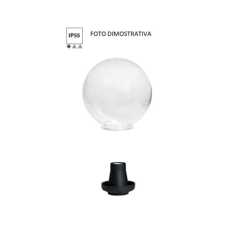 BISSO GLOBO 25 APPLIQUE IN RESINA NERA CON GLOBO IN TRE COLORI IP55 ECONOMICO DARK LIGHT - Cristalensi Shop Online
