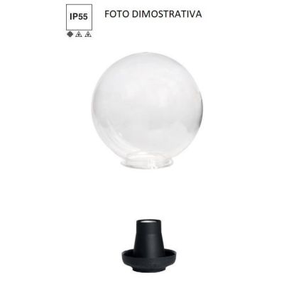 BISSO GLOBO 25 APPLIQUE IN RESINA NERA CON GLOBO IN TRE COLORI IP55 ECONOMICO DARK LIGHT - Cristalensi Shop Online