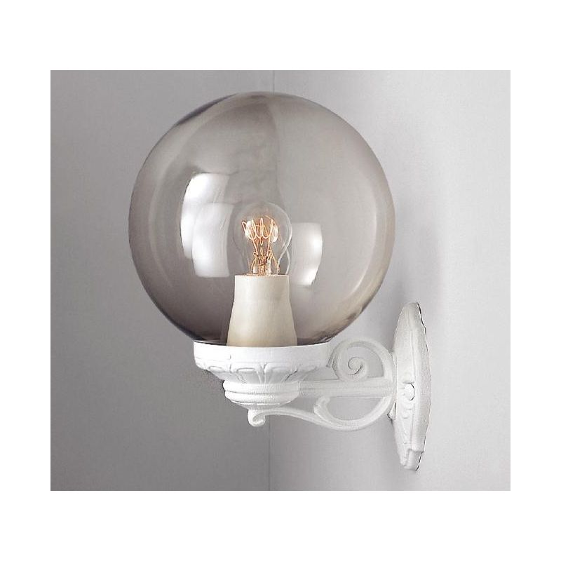 BISSO GLOBO 25 APPLIQUE IN RESINA BIANCA CON GLOBO IN TRE COLORI IP55 ECONOMICO DARK LIGHT - Cristalensi Shop Online