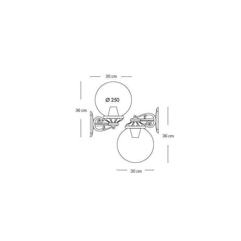 BISSO GLOBO 25 APPLIQUE IN RESINA BIANCA CON GLOBO IN TRE COLORI IP55 ECONOMICO DARK LIGHT - Cristalensi Shop Online