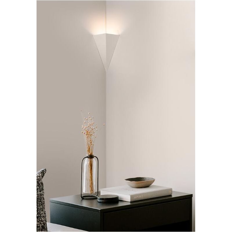 2396 LAMPADA DA PARETE IN CERAMICA EFFETTO GESSO ANGOLARE VERNICIABILE 9010 BELFIORE - Cristalensi Shop Online