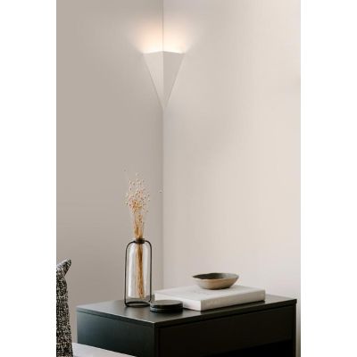 2396 LAMPADA DA PARETE IN CERAMICA EFFETTO GESSO ANGOLARE VERNICIABILE 9010 BELFIORE - Cristalensi Shop Online