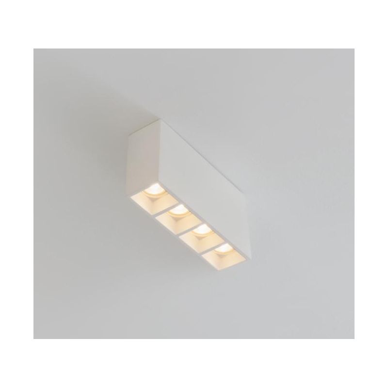 8943D PLAFONIERA MODERNA IN CRISTALY VERNICIABILE CON 4 FARETTI GU10 MADE IN ITALY 9010 BELFIORE - Cristalensi Shop Online