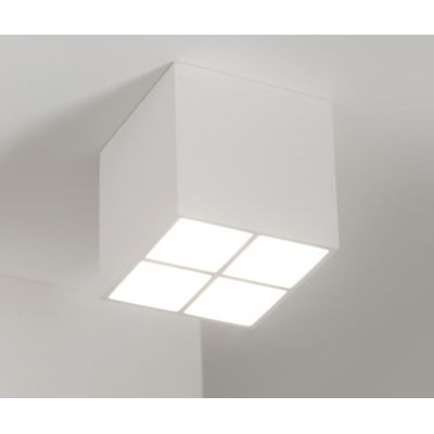 8943O PLAFONIERA CUBO MODERNA IN CRISTALY VERNICIABILE CON 4 FARETTI GU10 MADE IN ITALY 9010 BELFIORE - Cristalensi Shop Online