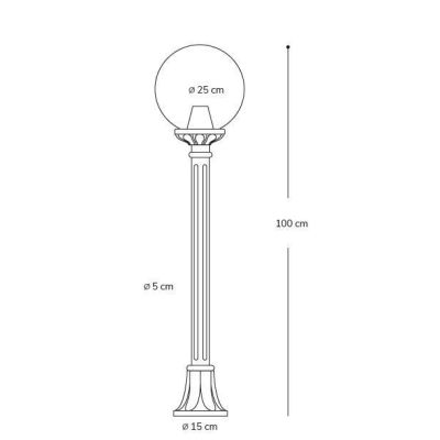 MIZAR GLOBO 25 CON SFERA TRASPARENTE FUME' O BIANCO LATTE IP55 PALO IN RESINA NERA DARK LIGHT - Cristalensi Shop Online