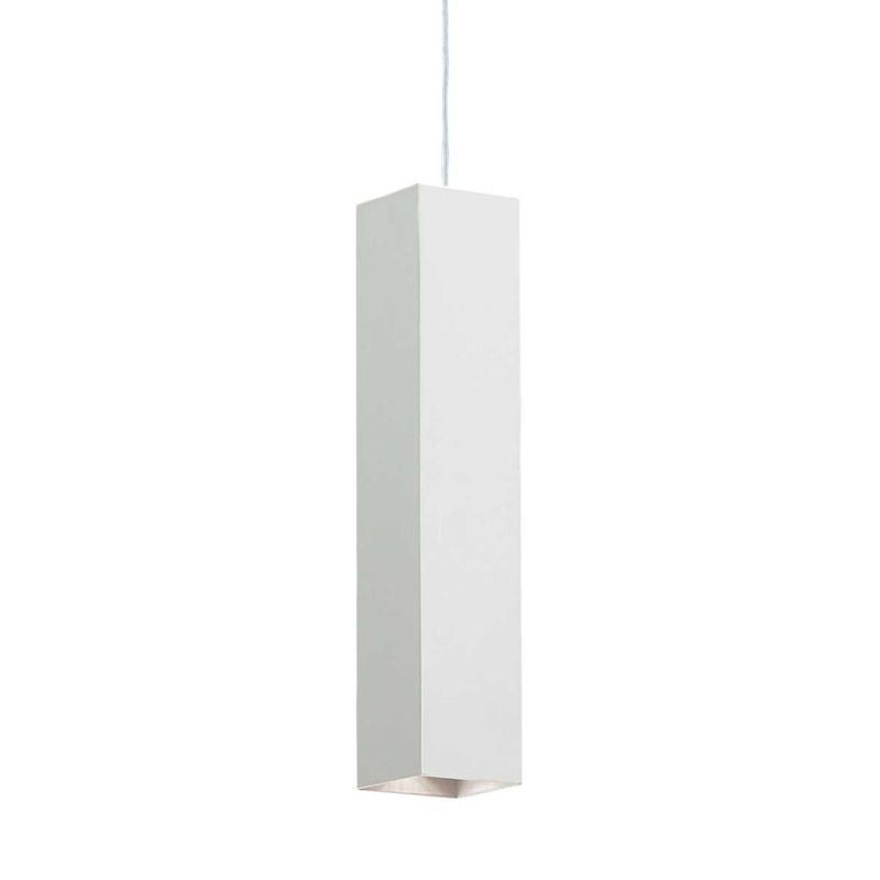 SOSPENSIONE SQUADRATA LATO 6 CM BIANCA,NERA O OTTONE CON LAMPADINA GU10 CRISTALENSI - Cristalensi Shop Online