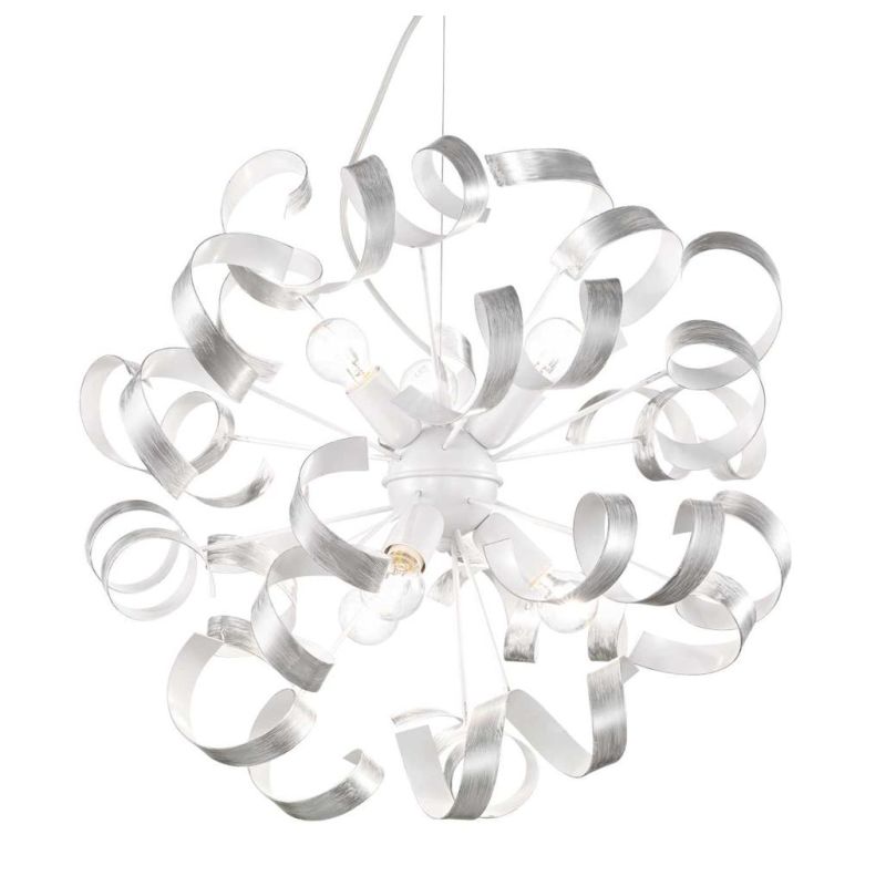 SOLE SOSPENSIONE DAL DESIGN MODERNO IN METALLO BIANCO CON DECORI ORO O ARGENTO DIPINTI A MANO CRISTALENSI LUX - Cristalensi Shop