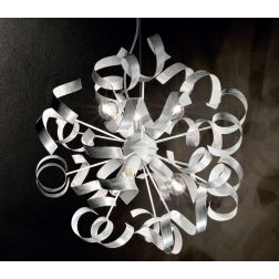 SOLE SOSPENSIONE DAL DESIGN MODERNO IN METALLO BIANCO CON DECORI ORO O ARGENTO DIPINTI A MANO CRISTALENSI LUX - Cristalensi Shop