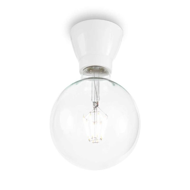 PICCOLA PLAFONIERA ESSENZIALE CERAMICA BIANCA SMALTO O NERA OPACA PORTALAMPADE E27 CRISTALENSI - Cristalensi Shop Online