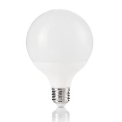 LAMPADA GLOBO DIAMETRO 95MM 15W LUCE 3000K O 4000K ATTACCO E27 IN PLASTICA BIANCA CRISTALENSI - Cristalensi Shop Online 2