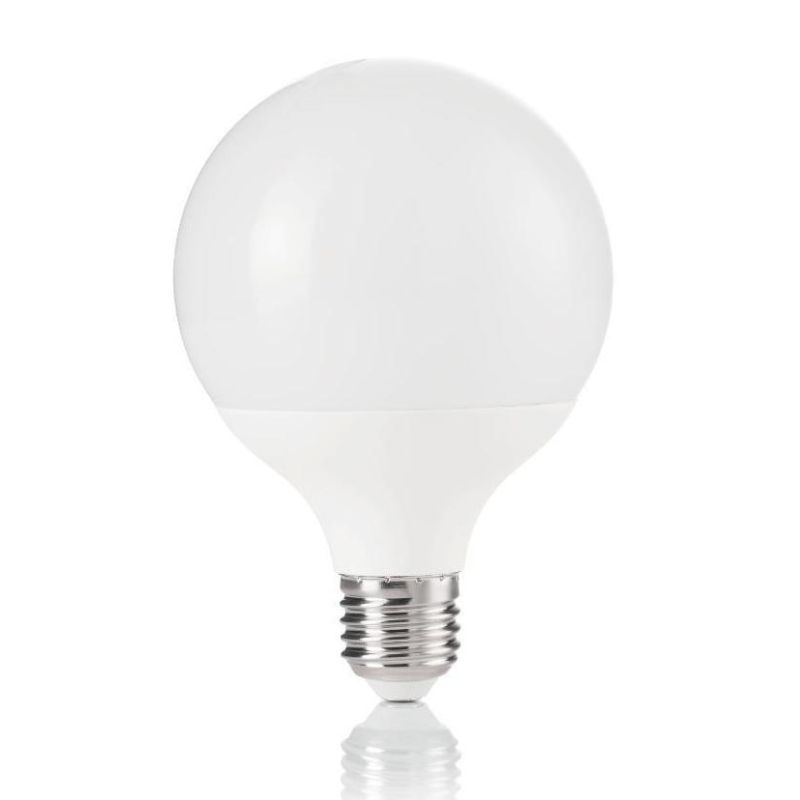 LAMPADA GLOBO DIAMETRO 95MM 15W LUCE 3000K O 4000K ATTACCO E27 IN PLASTICA BIANCA CRISTALENSI - Cristalensi Shop Online