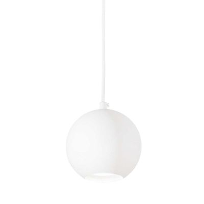SOSPENSIONE SINGOLA DI FORMA SFERICA IN 2 MISURE METALLO BIANCO,CROMO O NERO LAMPADINA GU10 INCLUSA Ideal Lux - Cristalensi Shop