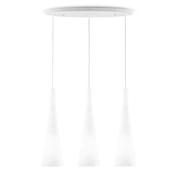 LAMPADARIO A SOSPENSIONE CON 3 PUNTI LUCE MODERNO IN METALLO E VETRO SOFFIATO BIANCO CRISTALENSI - Cristalensi Shop Online 2