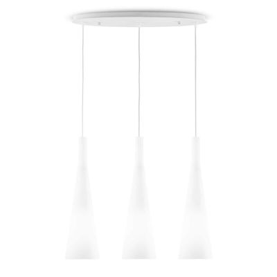 LAMPADARIO A SOSPENSIONE CON 3 PUNTI LUCE MODERNO IN METALLO E VETRO SOFFIATO BIANCO CRISTALENSI - Cristalensi Shop Online
