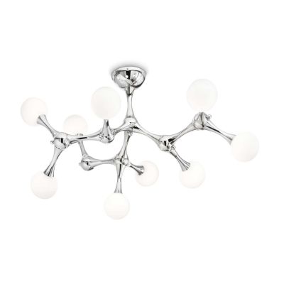 PLAFONIERA ORIGINALE IN METALLO CROMO O BIANCO CON 9 SFERE IN VETRO BIANCO SOFFIATO MODERNA CRISTALENSI - Cristalensi Shop Onlin