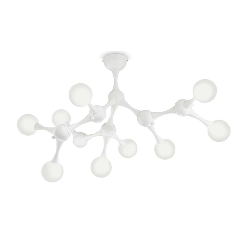 PLAFONIERA ORIGINALE IN METALLO CROMO O BIANCO CON 9 SFERE IN VETRO BIANCO SOFFIATO MODERNA CRISTALENSI - Cristalensi Shop Onlin