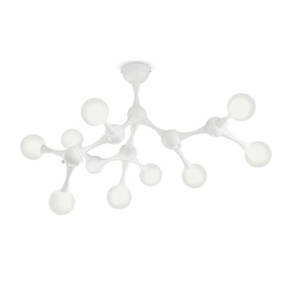 PLAFONIERA ORIGINALE IN METALLO CROMO O BIANCO CON 9 SFERE IN VETRO BIANCO SOFFIATO MODERNA CRISTALENSI - Cristalensi Shop Onlin