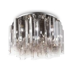 PLAFONIERA 10 LUCI IN VETRO SOFFIATO BIANCO LATTE O FUME DAL DESIGN MODERNO CRISTALENSI - Cristalensi Shop Online 2