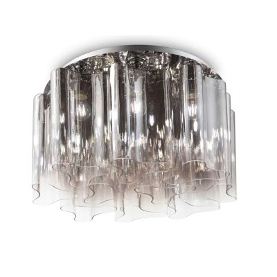 PLAFONIERA 10 LUCI IN VETRO SOFFIATO BIANCO LATTE O FUME DAL DESIGN MODERNO CRISTALENSI - Cristalensi Shop Online