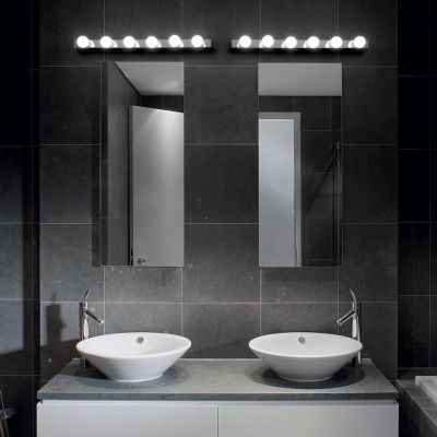 APPLIQUE PER SPECCHIO DA BAGNO CON 8 LUCI IN METALLO NEI COLORI BIANCO O CROMO CRISTALENSI - Cristalensi Shop Online