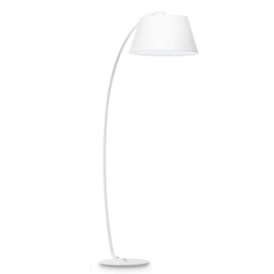 LAMPADA DA TERRA SEMICURVA IN METALLO BIANCO ARGENTO O NERO E PARALUME IN TESSUTO CRISTALENSI - Cristalensi Shop Online
