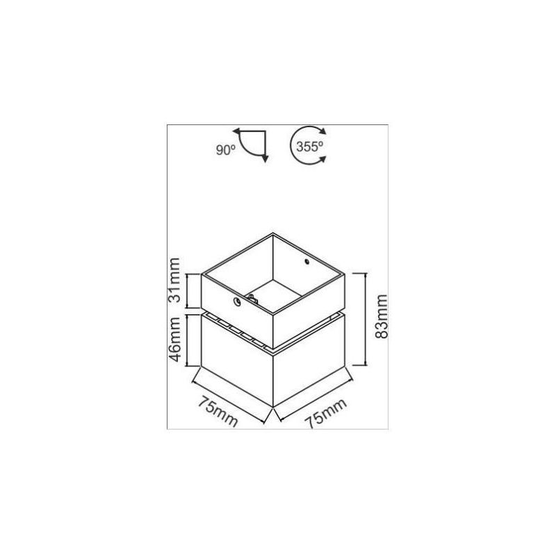 MINI RUBYC APPLIQUE PLAFONIERA PROIETTORE A LED 7W BIANCO O NERO DIREZIONABILE BENEITO FAURE - Cristalensi Shop Online
