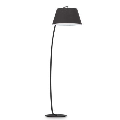 LAMPADA DA TERRA SEMICURVA IN METALLO BIANCO ARGENTO O NERO E PARALUME IN TESSUTO CRISTALENSI - Cristalensi Shop Online