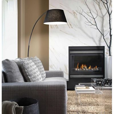 LAMPADA DA TERRA SEMICURVA IN METALLO BIANCO ARGENTO O NERO E PARALUME IN TESSUTO CRISTALENSI - Cristalensi Shop Online