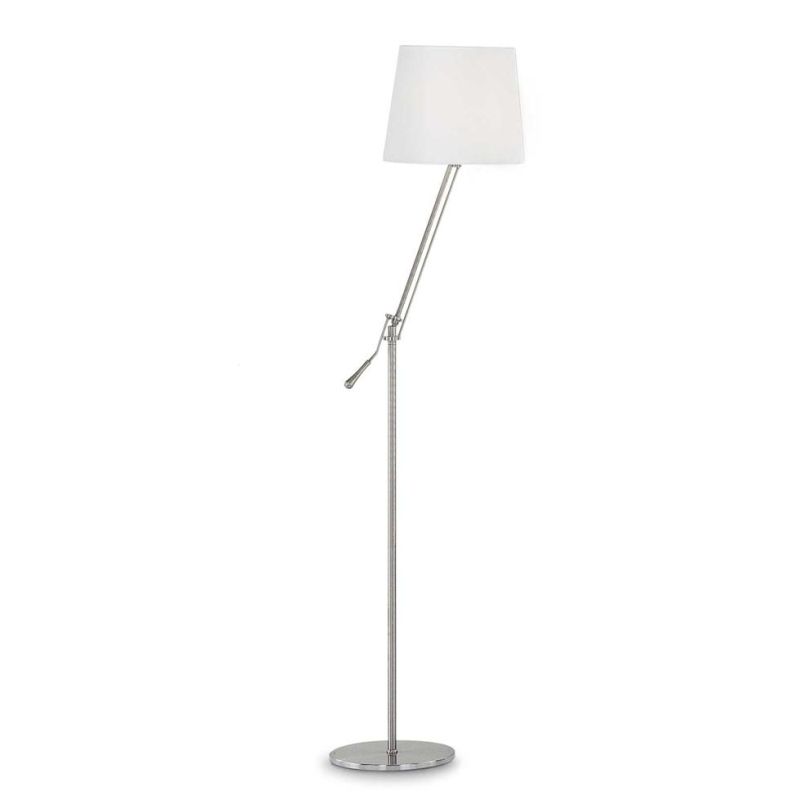PIANTANA MODERNA SNODATA REGOLABILE IN ALTEZZA IN METALLO CON FINITURA NICKEL E PARALUME BIANCO CRISTALENSI - Cristalensi Shop O