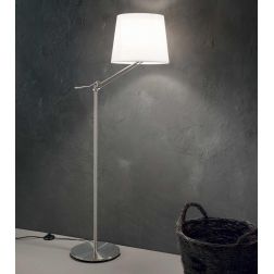 PIANTANA MODERNA SNODATA REGOLABILE IN ALTEZZA IN METALLO CON FINITURA NICKEL E PARALUME BIANCO CRISTALENSI - Cristalensi Shop O