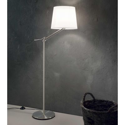 PIANTANA MODERNA SNODATA REGOLABILE IN ALTEZZA IN METALLO CON FINITURA NICKEL E PARALUME BIANCO CRISTALENSI - Cristalensi Shop O