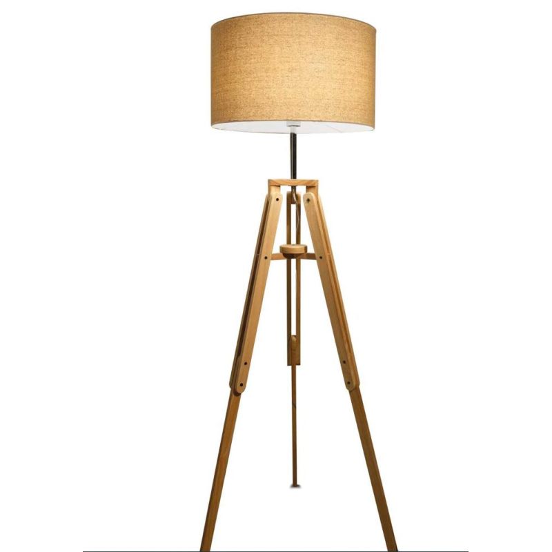 PIANTANA CON TREPPIEDE IN LEGNO NATURALE E SUPPORTO IN METALLO CON PARALUME CANVAS CRISTALENSI - Cristalensi Shop Online