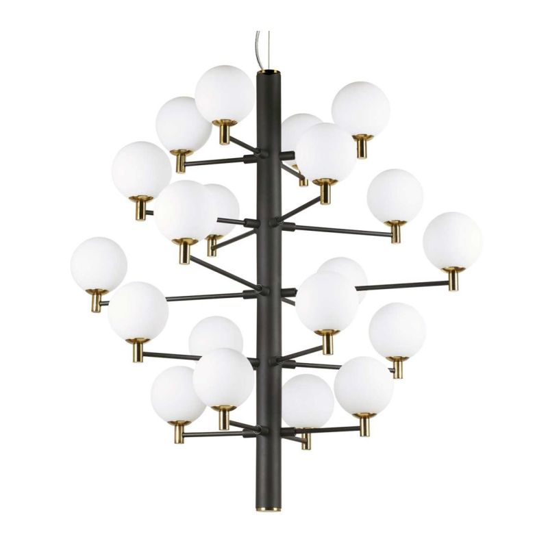 LAMPADARIO A SOSPENSIONE 20 LUCI MODERNO CON SFERE IN VETRO BIANCO LATTE DISPONIBILE IN 2 COLORI CRISTALENSI - Cristalensi Shop