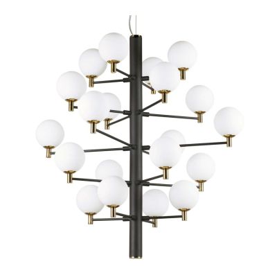 LAMPADARIO A SOSPENSIONE 20 LUCI MODERNO CON SFERE IN VETRO BIANCO LATTE DISPONIBILE IN 2 COLORI CRISTALENSI - Cristalensi Shop