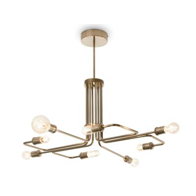 LAMPADARIO MODERNO CON 8 LUCI E CON BRACCI IN METALLO FINITURA OTTONE O NERA CRISTALENSI - Cristalensi Shop Online