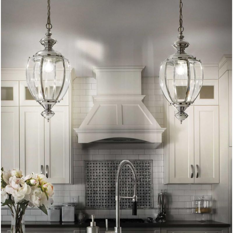 LAMPADARIO A SOSPENSIONE CLASSICO A FORMA DI LANTERNA IN METALLO CROMO O BRUNITO CRISTALENSI - Cristalensi Shop Online