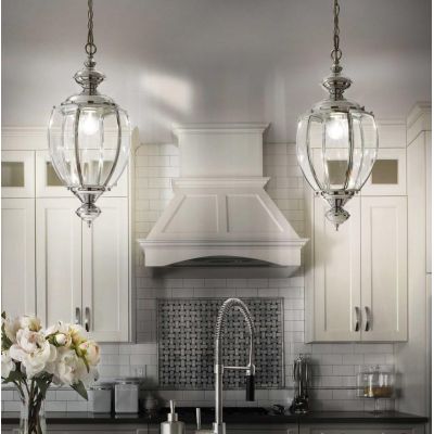 LAMPADARIO A SOSPENSIONE CLASSICO A FORMA DI LANTERNA IN METALLO CROMO O BRUNITO CRISTALENSI - Cristalensi Shop Online