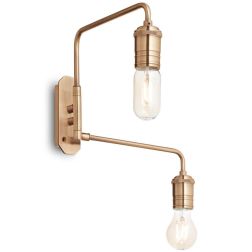 LAMPADA DA PARETE 2 LUCI MODERNA IN METALLO FINITURA OTTONE INVECCHIATO CRISTALENSI - Cristalensi Shop Online
