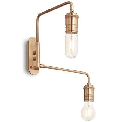 LAMPADA DA PARETE 2 LUCI MODERNA IN METALLO FINITURA OTTONE INVECCHIATO CRISTALENSI - Cristalensi Shop Online