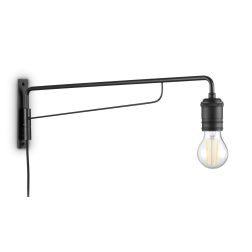 LAMPADA DA PARETE MINIMAL CON UNA SOLA LAMPADINA A VISTA IN METALLO FINITURA NERA O OTTONE INVECCHIATO CRISTALENSI - Cristalensi 2