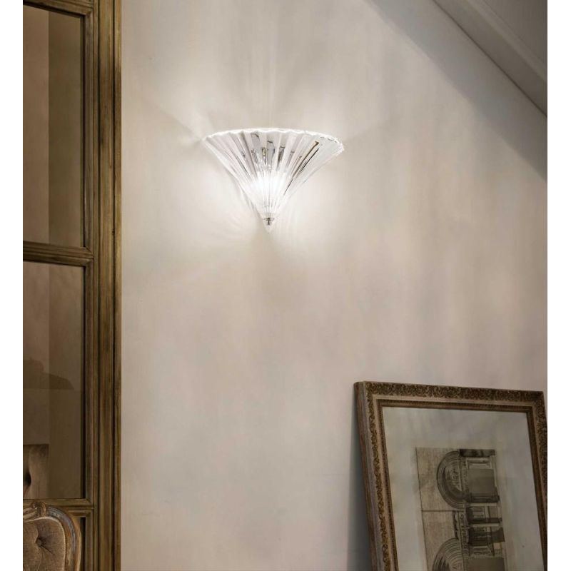 LAMPADA DA PARETE CLASSICA ED ELEGANTE IN VETRO TRASPARENTE O ORO SFACCETTATO LARGHEZZA CM 38 CRISTALENSI - Cristalensi Shop Onl