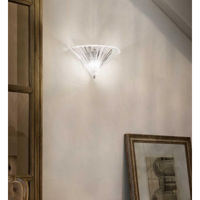 LAMPADA DA PARETE CLASSICA ED ELEGANTE IN VETRO TRASPARENTE O ORO SFACCETTATO LARGHEZZA CM 24 CRISTALENSI - Cristalensi Shop Onl