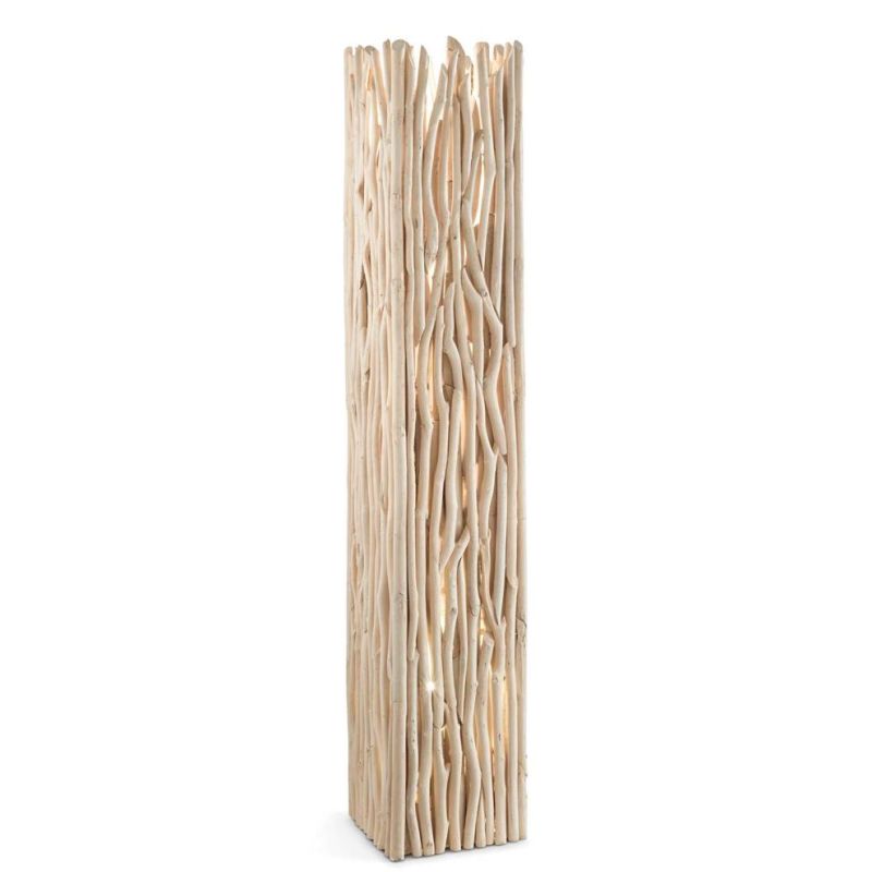 LAMPADA DA TERRA IN STILE RUSTICO ED ETNICO COSTRUITA COMPLETAMENTE CON RAMI IN LEGNO INTRECCIATI CRISTALENSI - Cristalensi Shop
